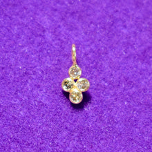 Load image into Gallery viewer, Quadruple Diamond Charm in 14kt Solid Gold