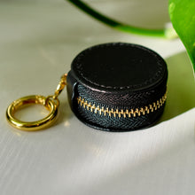 Load image into Gallery viewer, Black Matte Leatherette Ring Keeper Keychain