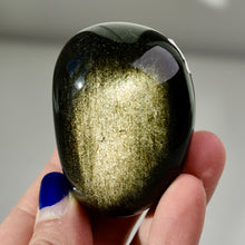 Load image into Gallery viewer, Large Gold Sheen Obsidian Palmstone
