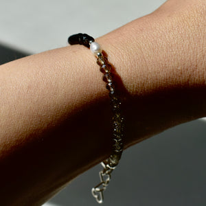 Smoky Quartz Gradient and Freshwater Pearl Bracelet
