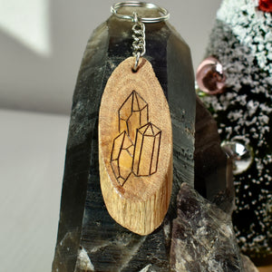 Crystal Wood Burned Keychain