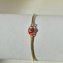 Load image into Gallery viewer, Gold Evil Eye Bracelet - Red
