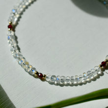 Load image into Gallery viewer, AAA Grade Rainbow Moonstone with Garnet
