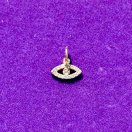 14kt Solid Gold Pavé Diamond Evil Eye Charm