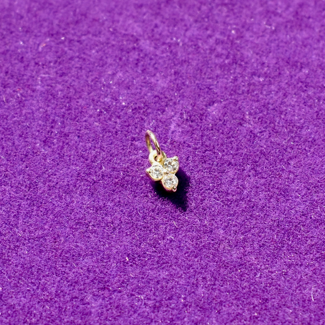 Triple Diamond Charm in 14kt Solid Gold