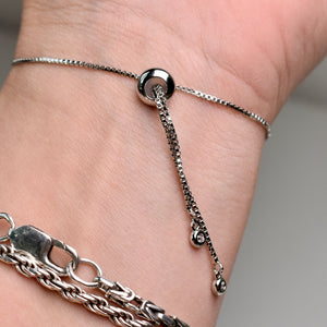 Silver Adjustable Evil Eye Bracelet