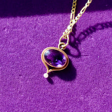 Load image into Gallery viewer, Vintage 14kt Solid Gold Amethyst with a Genuine Sea Pearl
