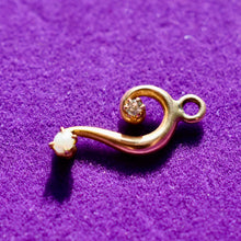 Load image into Gallery viewer, Antique 10kt Solid Gold Charm with a Diamond and Freshwater Sea Pearl
