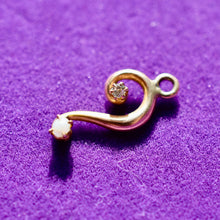 Load image into Gallery viewer, Antique 10kt Solid Gold Charm with a Diamond and Freshwater Sea Pearl

