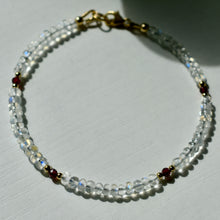 Load image into Gallery viewer, AAA Grade Rainbow Moonstone with Garnet

