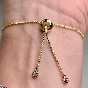 Gold Adjustable Evil Eye Bracelet - Black