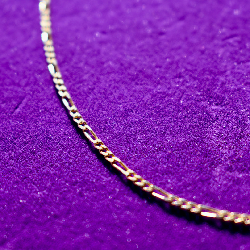 Vintage 14kt Solid Gold Figaro Chain - 16 inches