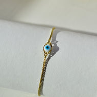 Gold Evil Eye Bracelet - White