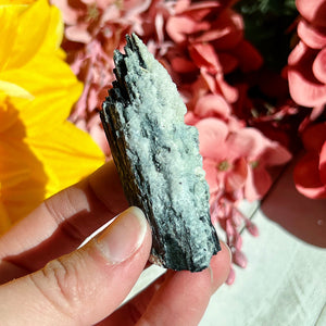 Hyalite Opal on Black Tourmaline *UV Reactive*