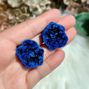 Azurite Blueberry Geode Pair