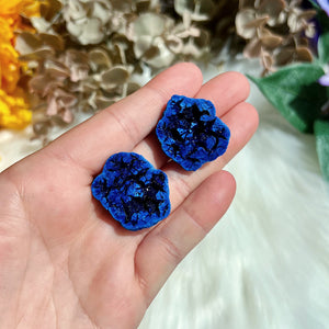 Azurite Blueberry Geode Pair