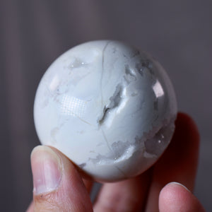 Quartz Sphere with Druzy Pockets