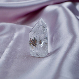 Cracked Quartz Tower with Lodalite Inclusions