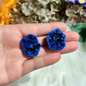 Azurite Blueberry Geode Pair