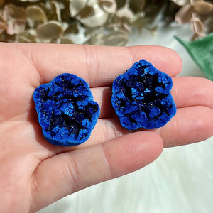 Azurite Blueberry Geode Pair